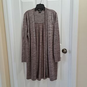 Michel Studio Long Cardigan Mauve Purple Black Heathered Mix Silky Women's 2X